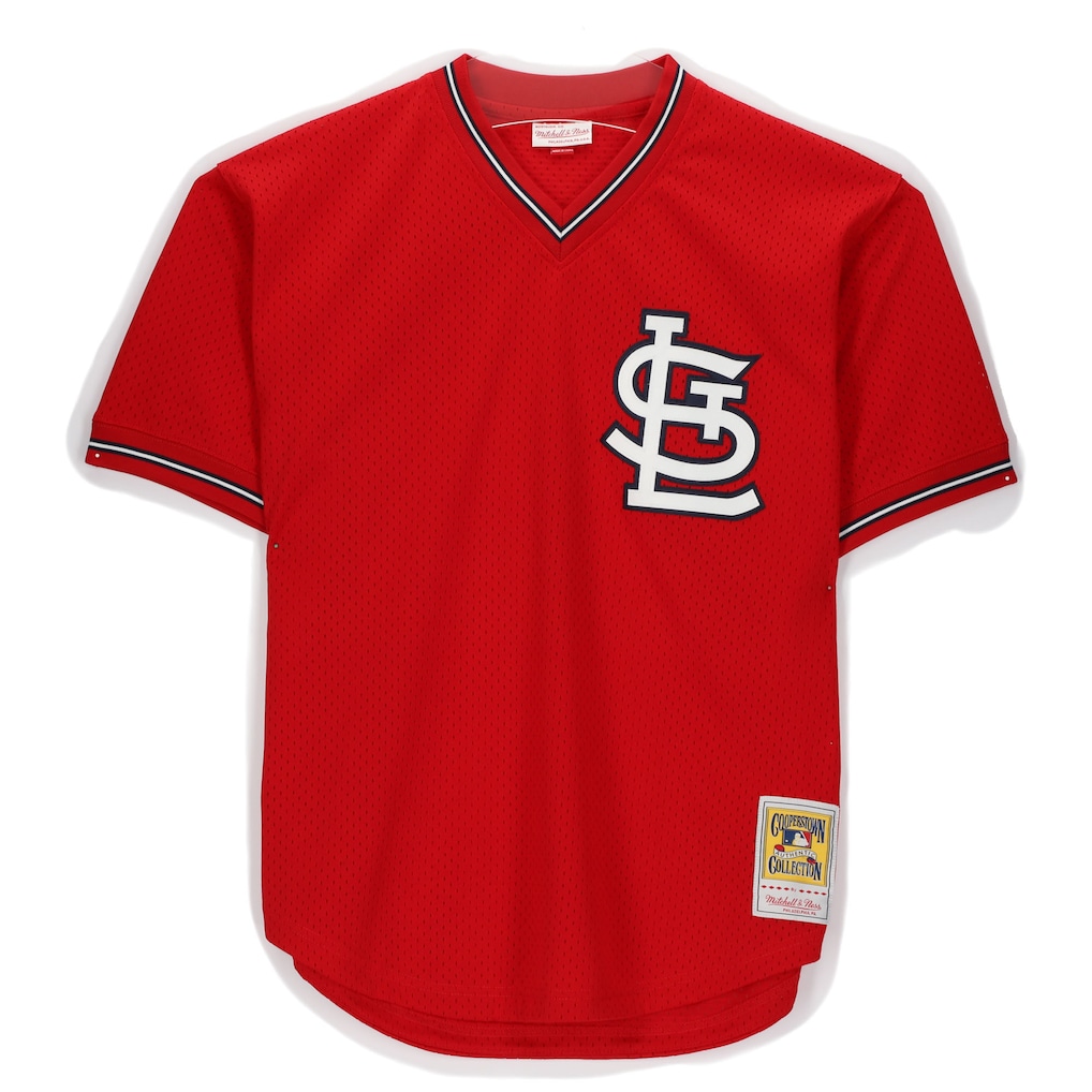 Ozzie Smith St. Louis Cardinals Autographed Scarlett Mitchell & Ness Batting Practice Jersey with "HOF 2002" Inscription - Image 2