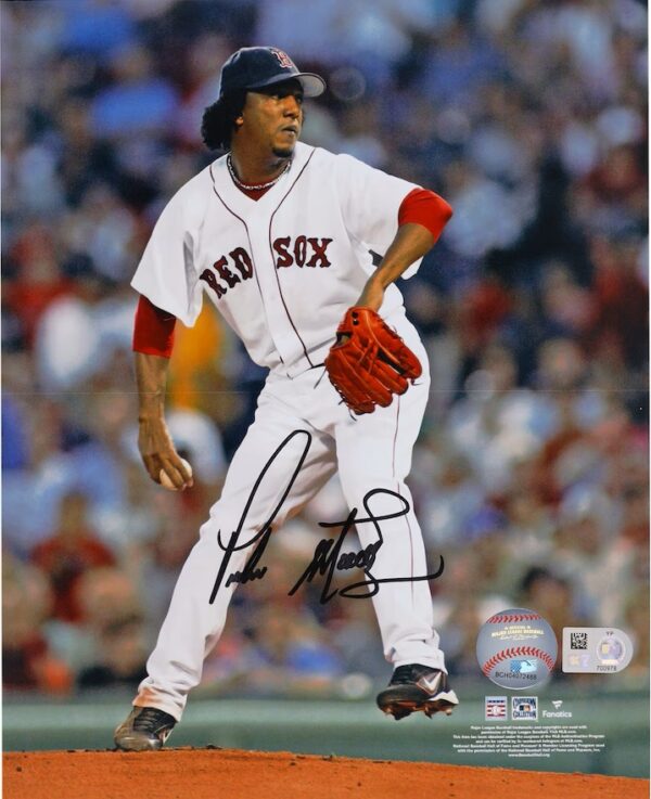 Pedro Martinez Boston Red Sox Autographed 8" x 10" Pitching in White Jersey Photograph