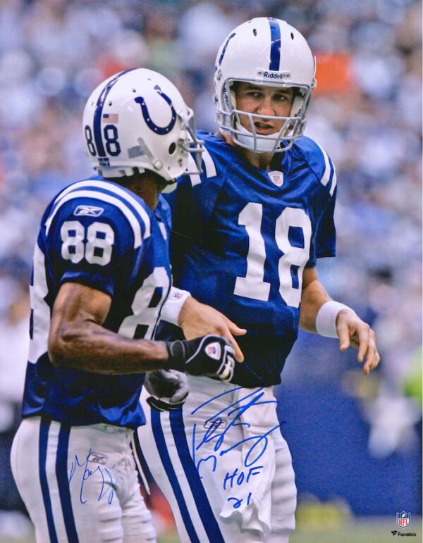 Peyton Manning & Marvin Harrison Indianapolis Colts Autographed 16" x 20" Photograph with Hall of Fame Inscriptions