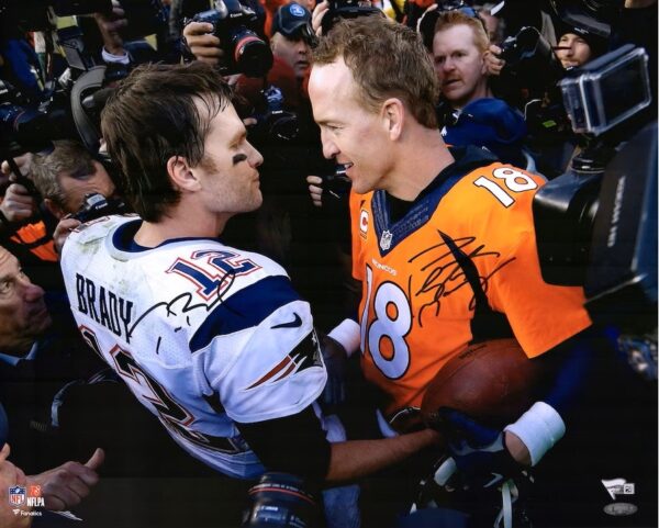 Peyton Manning & Tom Brady Denver Broncos New England Patriots Dual Signed 16'' x 20'' Handshake Photograph