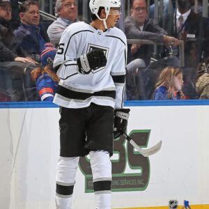 Quinton Byfield Los Angeles Kings Unsigned Celebrates After Scoring First NHL Goal Photograph