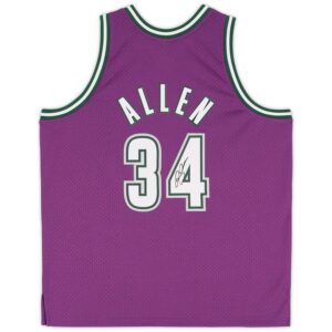 Ray Allen Milwaukee Bucks Autographed Purple Mitchell & Ness 2000-2001 Swingman Jersey