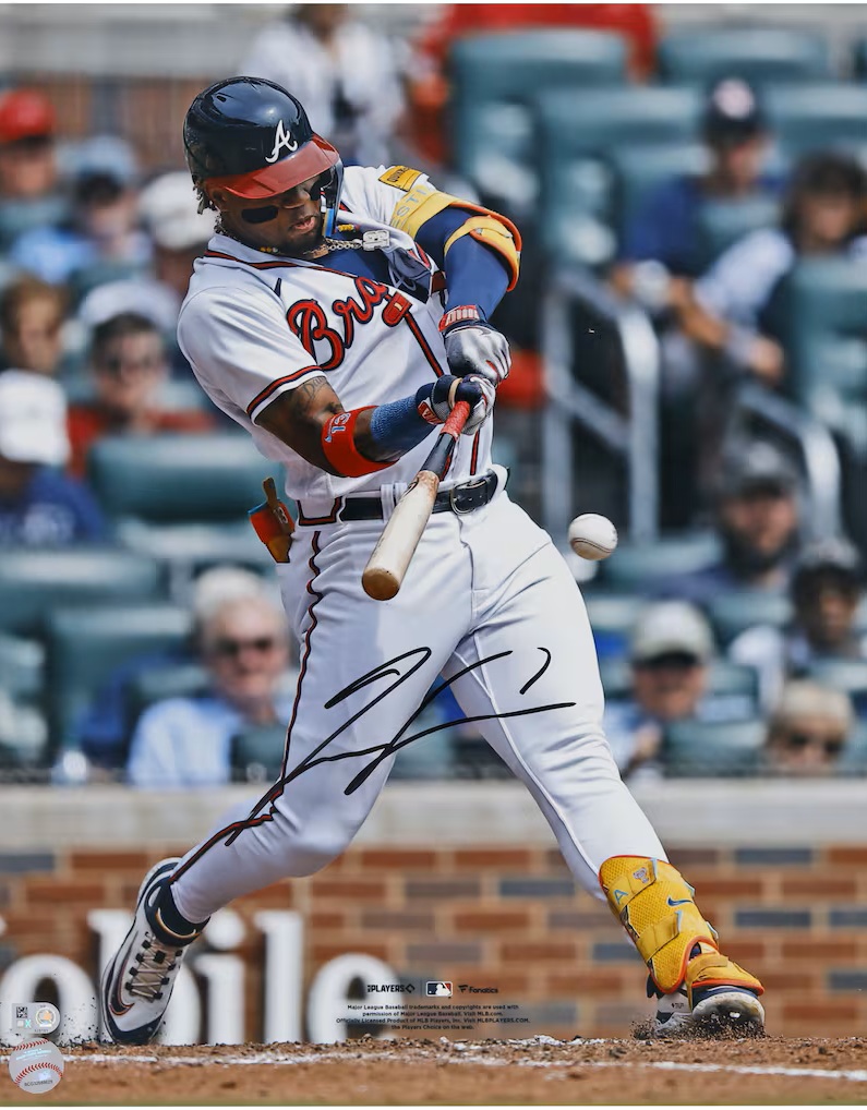 Ronald Acuña Jr. Atlanta Braves Autographed 16" x 20" White Hitting Photograph