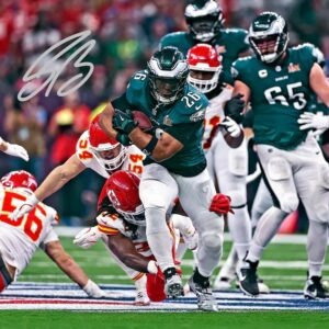 Saquon Barkley Philadelphia Eagles Autographed Super Bowl LIX Champions 16" x 20" Photograph