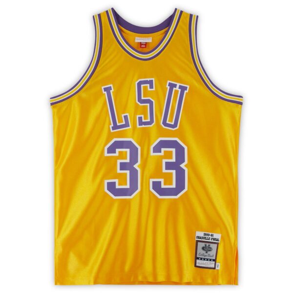 Shaquille O'Neal LSU Tigers Autographed Mitchell & Ness Home 1990 Authentic Jersey - Image 2