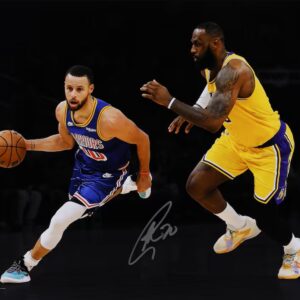 Stephen Curry Golden State Warriors Autographed 16" x 20" Dribbling vs. LeBron James Spotlight Photograph - JSA