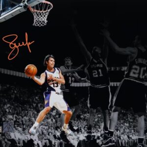 Steve Nash Phoenix Suns Autographed 11" x 14" Passing vs. San Antonio Spurs Spotlight Photograph - Signed in Orange Ink