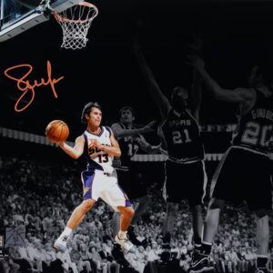 Steve Nash Phoenix Suns Autographed 11" x 14" Passing vs. San Antonio Spurs Spotlight Photograph - Signed in Orange Ink