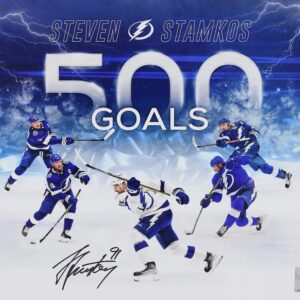 Steven Stamkos Tampa Bay Lightning Autographed 16" x 20" 500th Goal Stylized Photograph