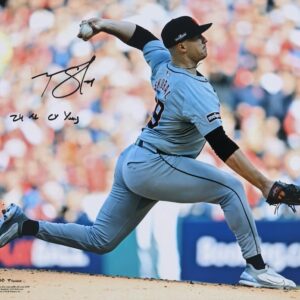 Tarik Skubal Detroit Tigers Autographed 2024 American League Cy Young Award 16" x 20" Pitching Photograph with "24 AL Cy Young" Inscription