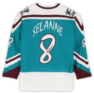 Teemu Selanne Anaheim Ducks Autographed Teal Mitchell & Ness 1995-96 Power Play Jersey