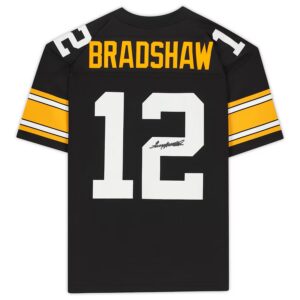 Terry Bradshaw Pittsburgh Steelers Autographed Mitchell & Ness Throwback Black Replica Jersey