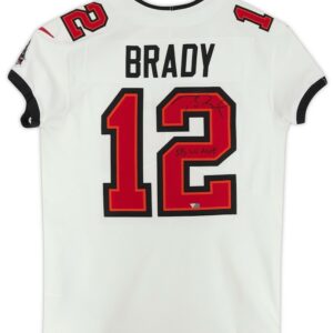 Tom Brady Tampa Bay Buccaneers Autographed Super Bowl LV Champions White Nike Elite Jersey with "SB LV MVP" Inscription