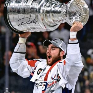 Tom Wilson Washington Capitals 2018 Stanley Cup Champions Autographed 16" x 20" Raising Cup Photograph