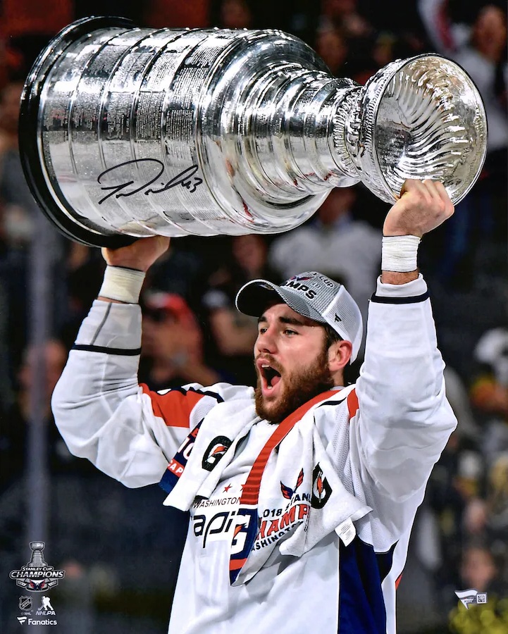 Tom Wilson Washington Capitals 2018 Stanley Cup Champions Autographed 16" x 20" Raising Cup Photograph