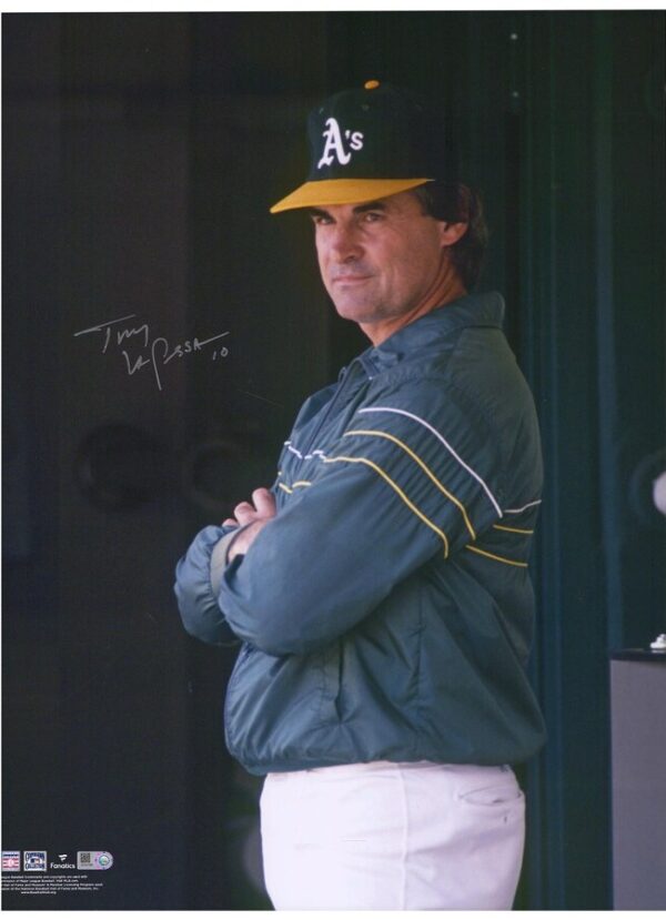 Tony La Russa Athletics Autographed 16" x 20" Dugout Photograph