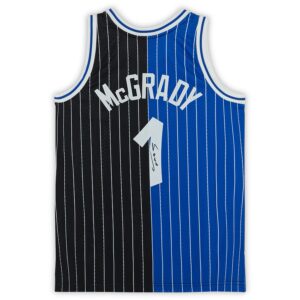 Tracy McGrady Orlando Magic Autographed Black and Blue Split Mitchell & Ness 2003-04 Swingman Jersey