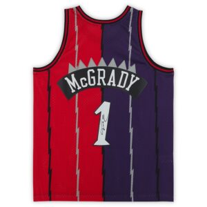 Tracy McGrady Toronto Raptors Autographed Purple and Red Split Mitchell & Ness 1998-99 Swingman Jersey