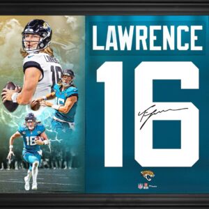 Trevor Lawrence Jacksonville Jaguars Autographed Framed 20" x 24" Jersey Number Collage