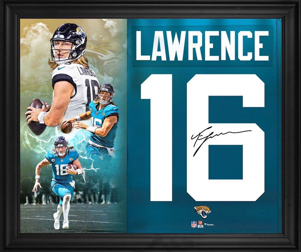 Trevor Lawrence Jacksonville Jaguars Autographed Framed 20" x 24" Jersey Number Collage