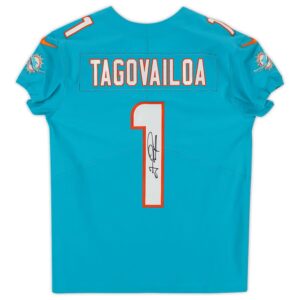 Tua Tagovailoa Aqua Miami Dolphins Autographed Nike Elite Jersey