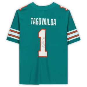 Tua Tagovailoa Miami Dolphins Autographed Aqua Nike Limited Jersey