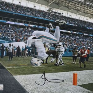 Tyreek Hill Miami Dolphins Autographed 16" x 20" Touchdown Flip Celebration Photograph
