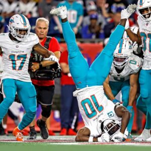 Tyreek Hill Miami Dolphins Unsigned Handstand Touchdown Dance Photograph