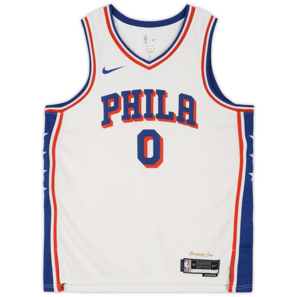 Tyrese Maxey Philadelphia 76ers Autographed White Nike Association Swingman Jersey with "Mad Max" Inscription - Image 2