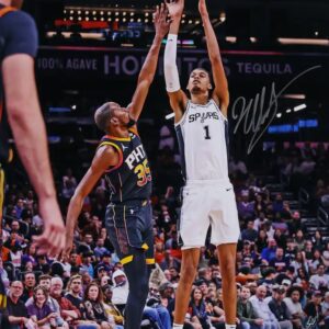Victor Wembanyama San Antonio Spurs Autographed 16" x 20" Shooting Vs. Kevin Durant Photograph