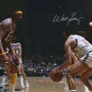 Walt Frazier New York Knicks Autographed 16" x 20" Dribbling vs. Wilt Chamberlain Photograph