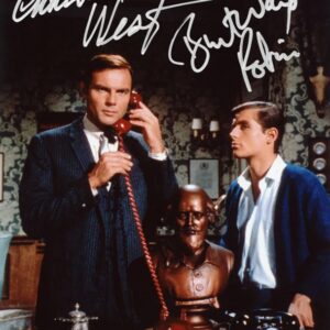 Adam West and Burt Ward Autographed Classic Batman Batphone 8x10 Photo