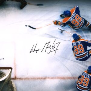 Wayne Gretzky Edmonton Oilers Autographed 16" x 24" Wrap Around Photograph - Upper Deck
