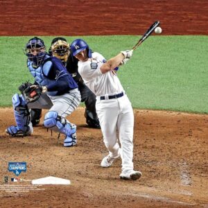 Will Smith Los Angeles Dodgers Unsigned 2020 MLB World Series Champions Hitting Photograph