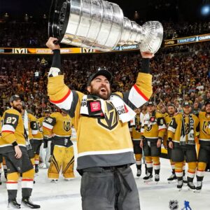 William Carrier Vegas Golden Knights Unsigned 2023 Stanley Cup Champions Raising Cup Photograph