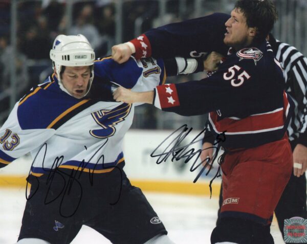 Bill Guerin & Ole-Kristian Tollefsen Blues , Blue Jackets Autographed 8x10 Photo