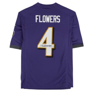 Zay Flowers Baltimore Ravens Autographed Purple Nike Limited Jersey