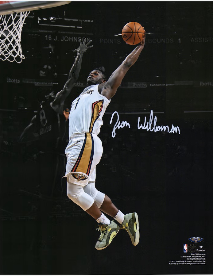 Zion Williamson New Orleans Pelicans Autographed 11" x 14" Dunk vs. Sacramento Kings Spotlight Photograph